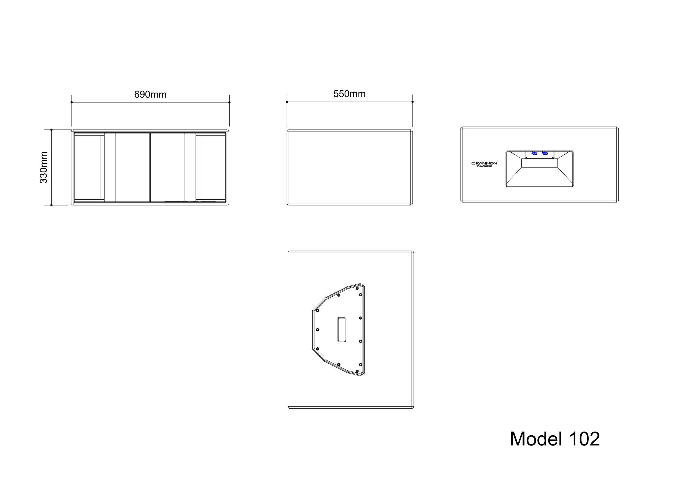 Model 102 — technical drawing, view 3
