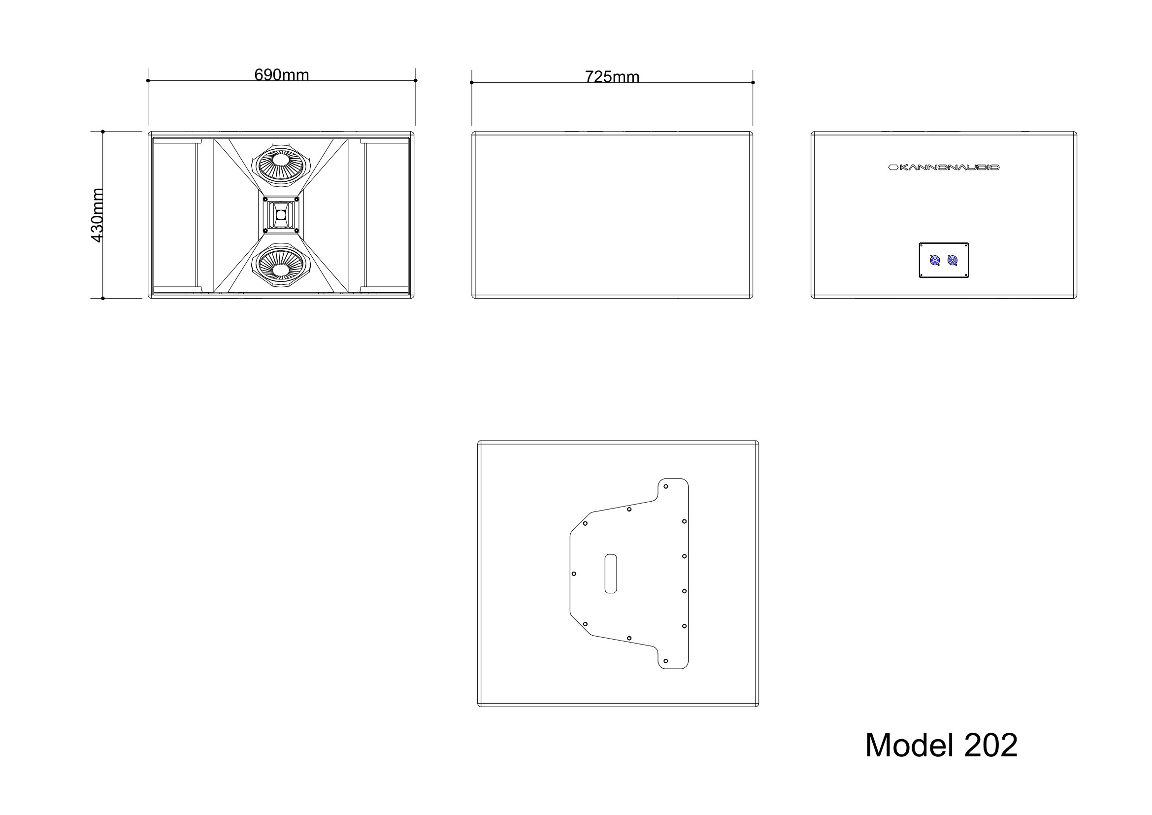 Model 202 — technical drawing, view 3