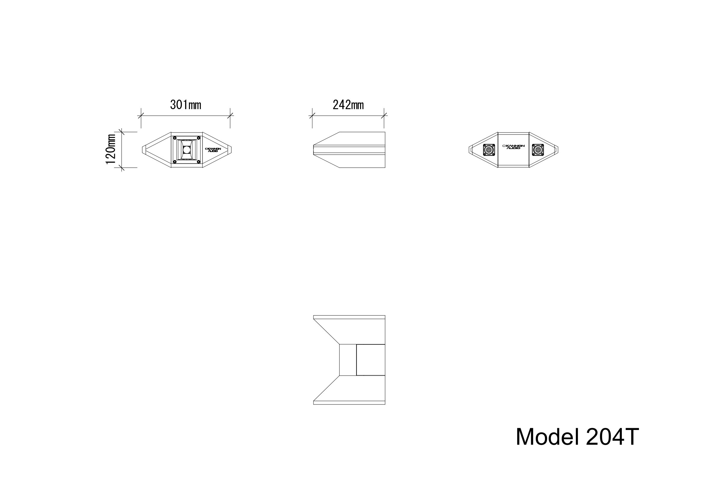 Model 204T — technical drawing, view 3