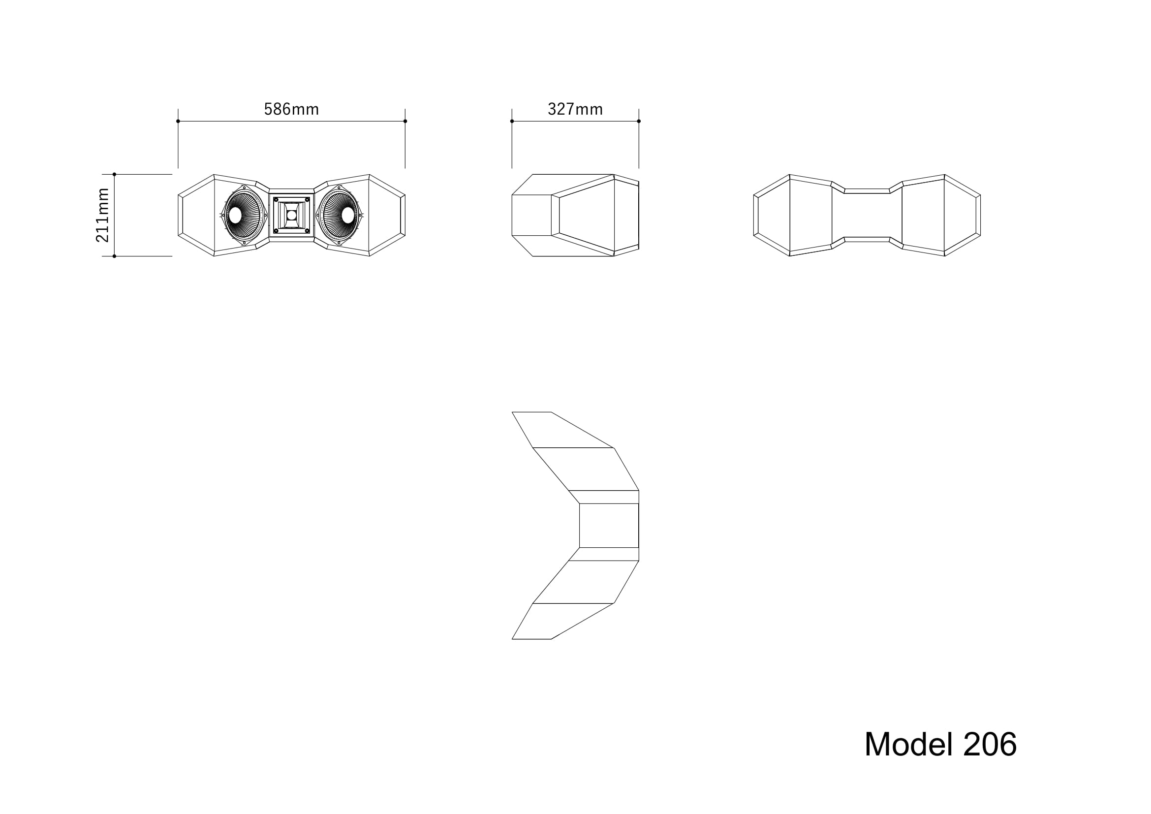 Model 206 — technical drawing, view 3