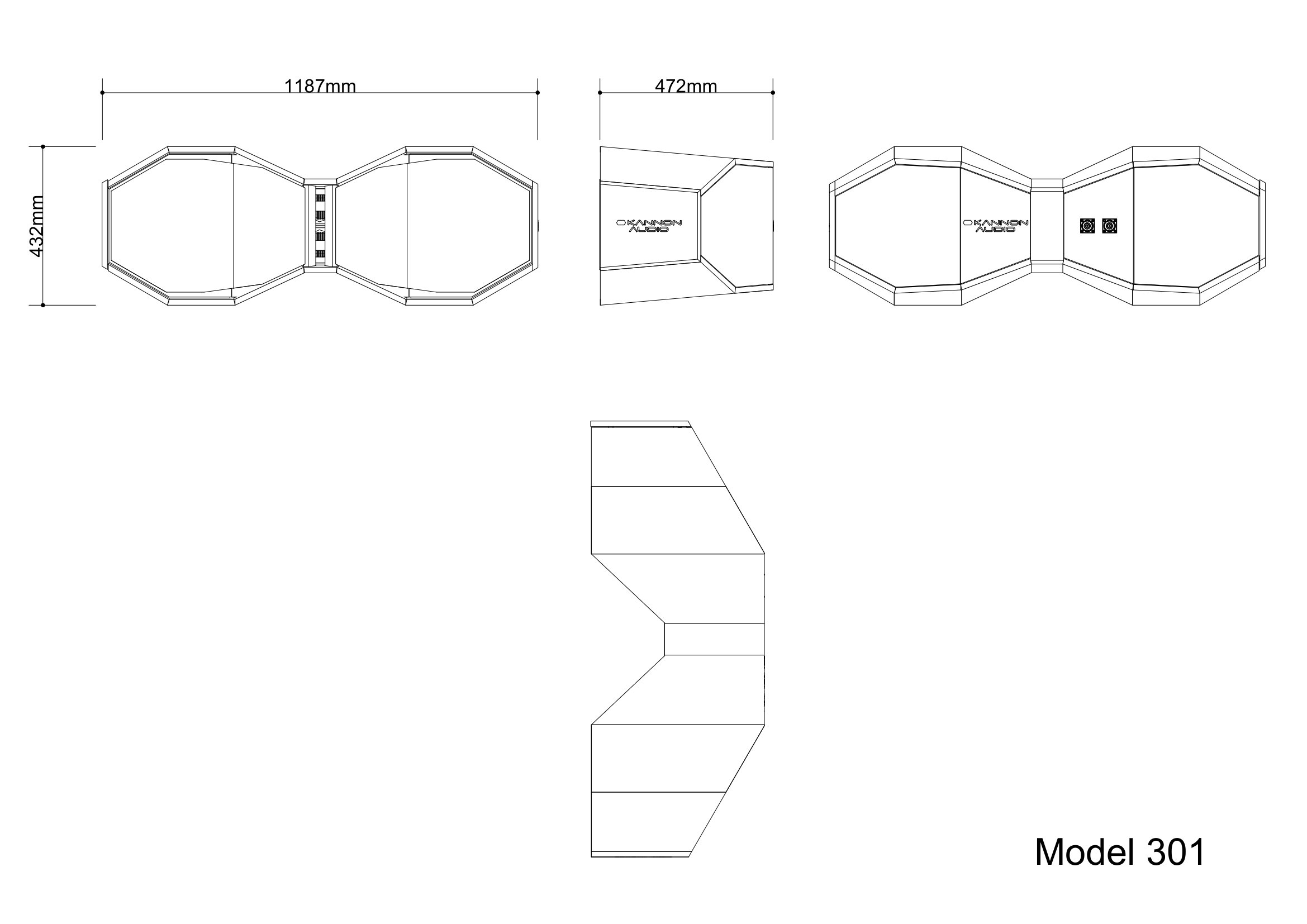 Model 301 — technical drawing, view 3
