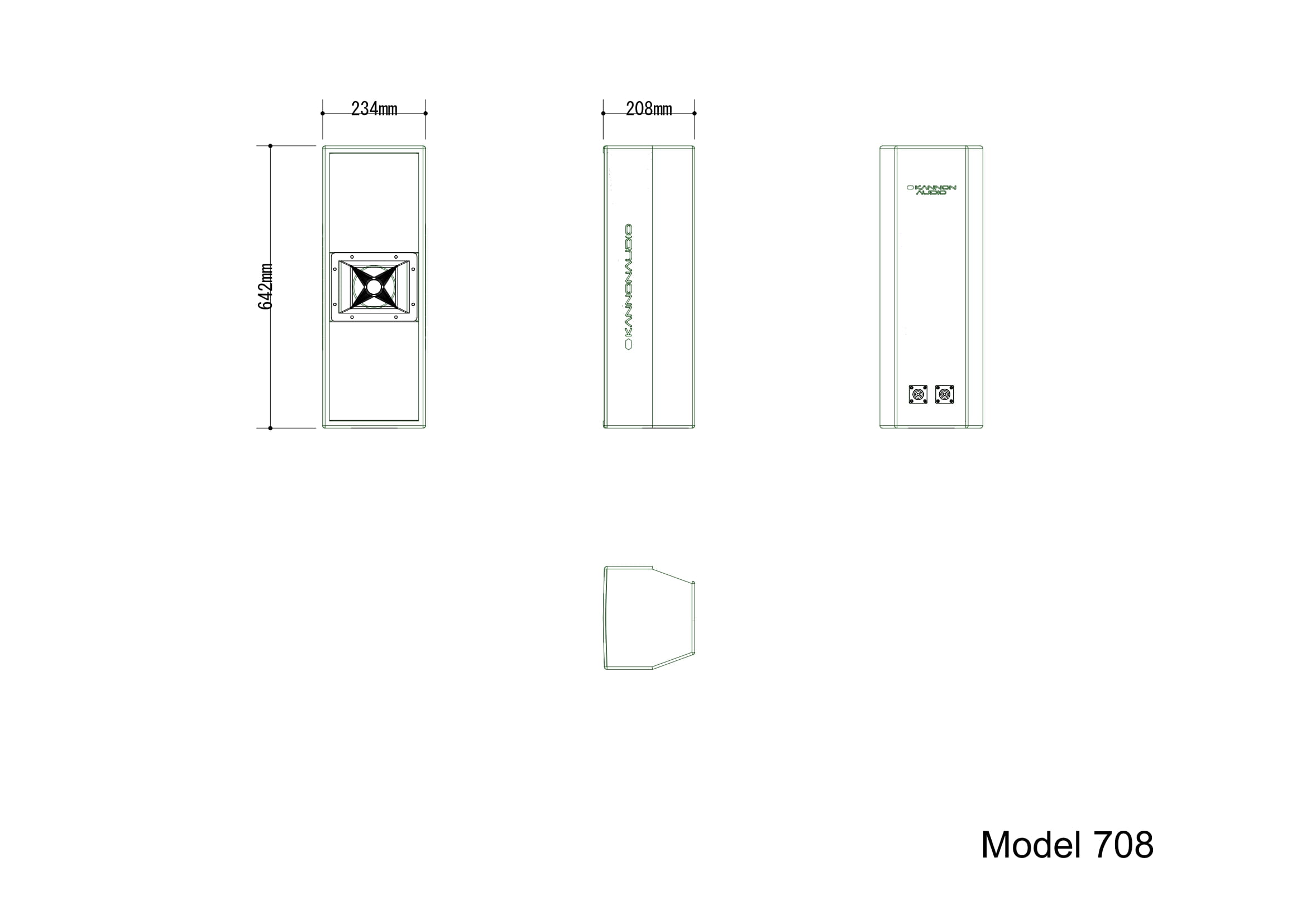 Model 708 — technical drawing, view 3